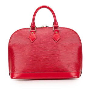 Louis Vuitton Red Epi Leather Alma Handbag with Gold Hardware